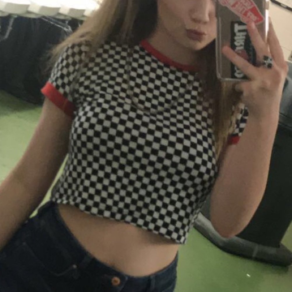 checker crop top